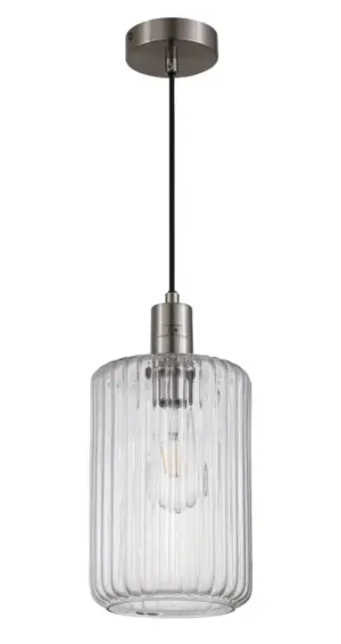 LeuchtenDirekt CUP LED pendant light, black, wood, iron, industrial design, 1-light pendant lamp