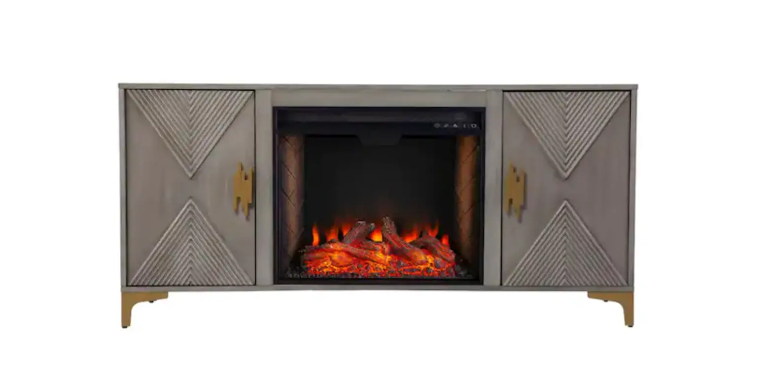 Southern Enterprises Hd053851 Breah 56 In. Smart Electric Fireplace In Graywashed And Gold Instruction Manual