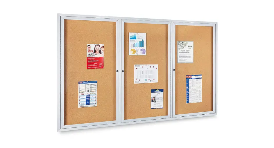 Uline H-5823 3 Door Enclosed Cork Board Installation Guide