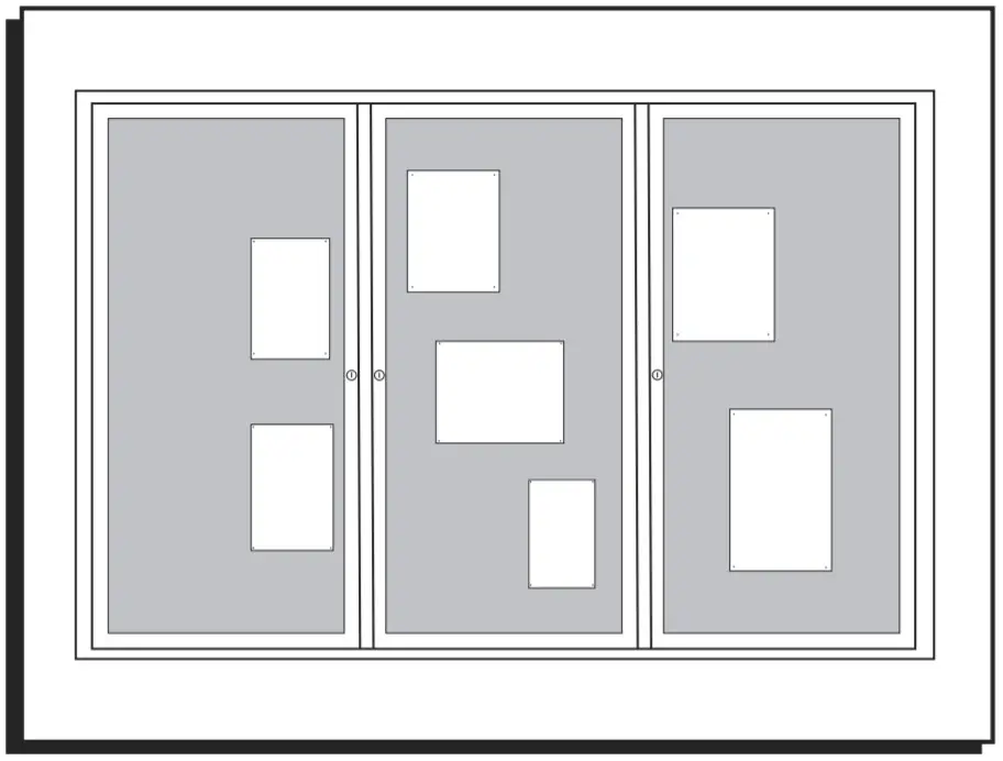 ULINE H-5823 3 Door Enclosed Cork Board