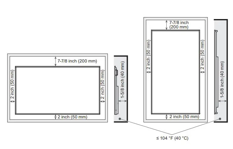 SHARP PN-HE751 LCD Monitor User Manual - When mounting the monitor in an enclosed space or recessed area