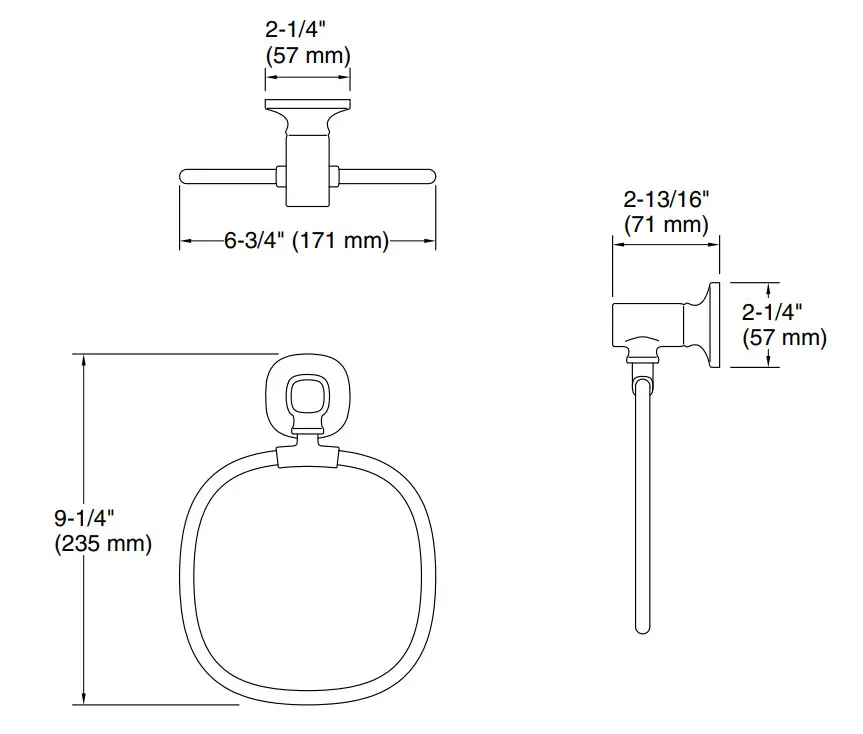 KOHLER K-R31068 Ealing Vibrant Brushed Moderne Brass Wall Mount Towel Ring - Figure 1
