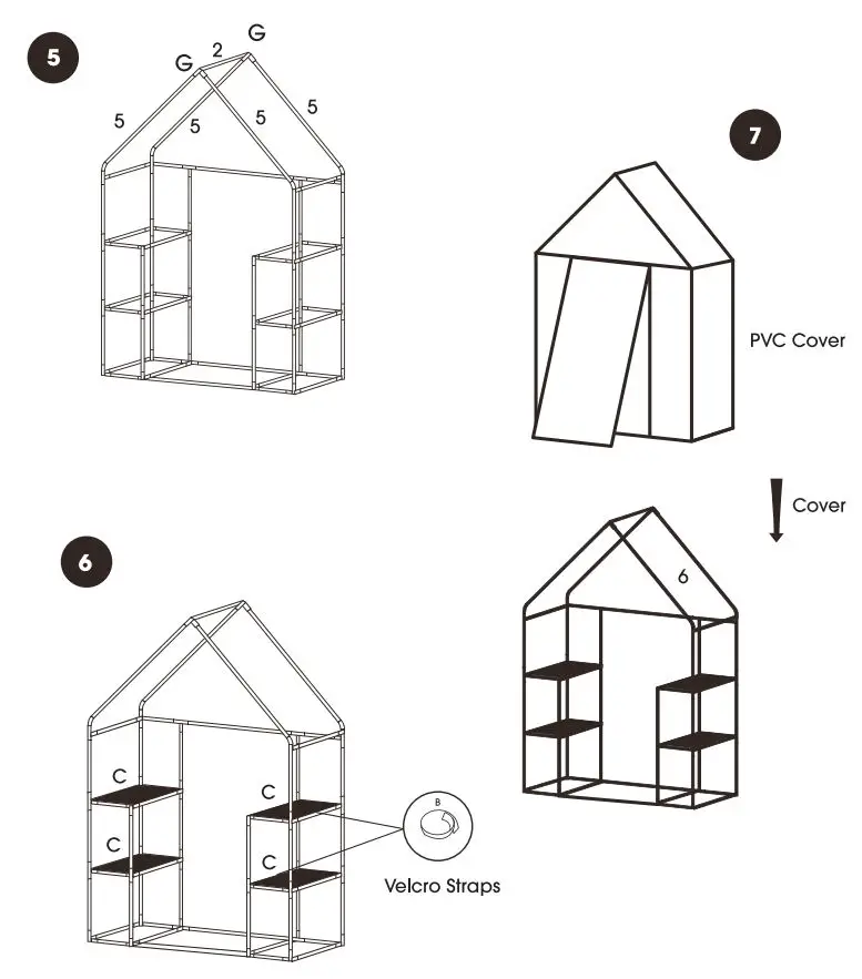 bluu Medium Backyard Green House Instruction Manual - Step Description