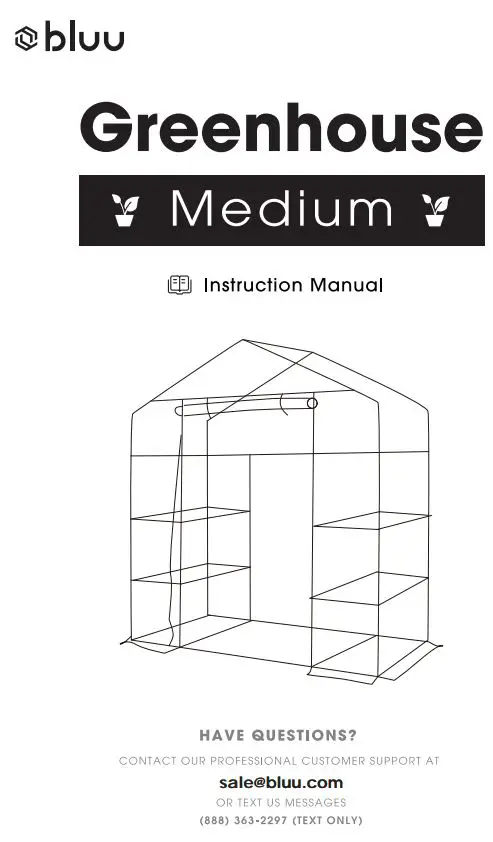 bluu Medium Backyard Green House Instruction Manual