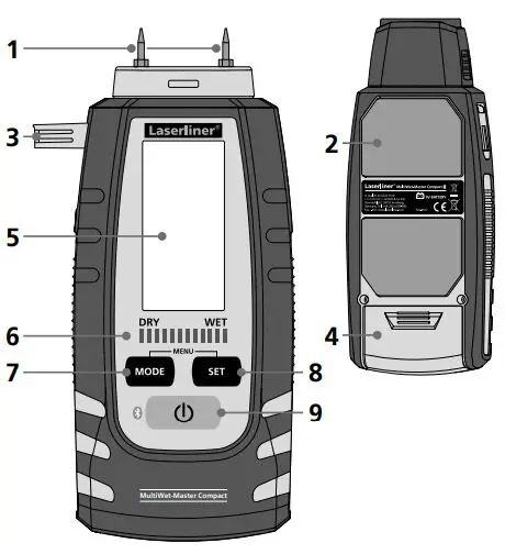 Laserliner 082 390 MultiWet-Master Compact Plus Material Moisture Meter Instruction Manual - Insert battery