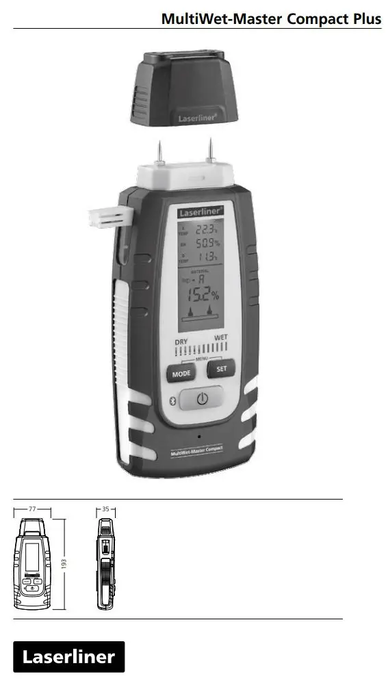 Laserliner 082 390 MultiWet-Master Compact Plus Material Moisture Meter Instruction Manual