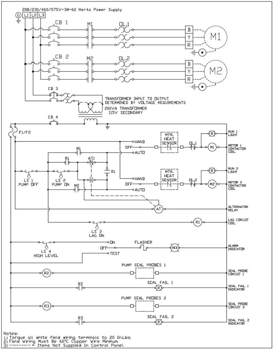 PENTAIR HPS4SD Series Submersible Solids Handling Pump - WIRING DIAGRAMS 1