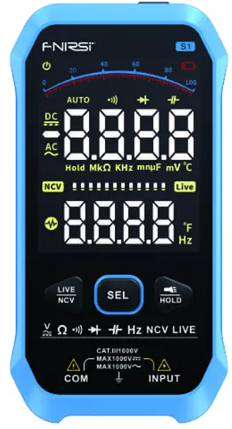 FNIRSI S1 Handheld Large Screen Digital Display Smart Multimeter