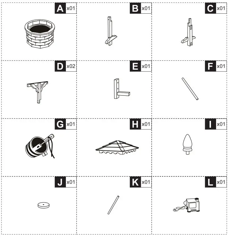 Outsunny-844-273V70-Fir-Wood-Outdoor-Garden-Décor-Wishing-Well-Waterfall-fig 1