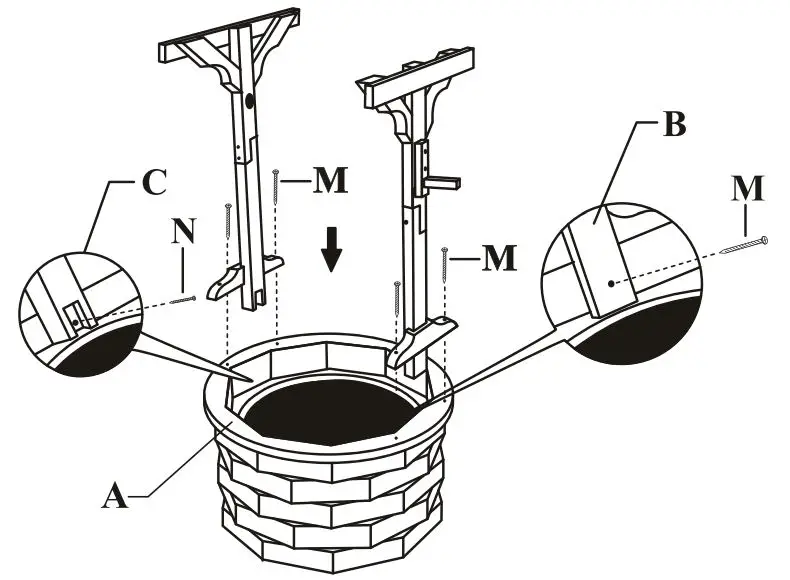 Outsunny-844-273V70-Fir-Wood-Outdoor-Garden-Décor-Wishing-Well-Waterfall-fig 4