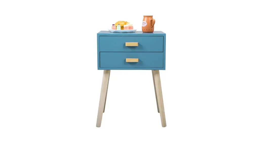 Jaxpety Hg61a0923 Navy Mid-century Wood Nightstand With 2 Drawers User Manual