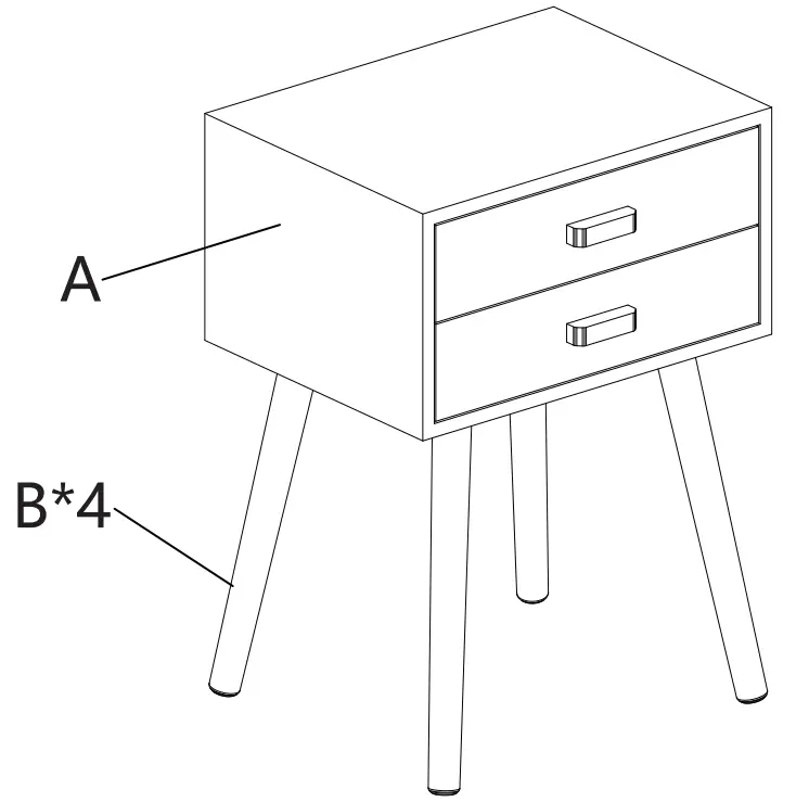 JAXPETY HG61A0923 Navy Mid-Century Wood Nightstand with 2 Drawers - fig 1