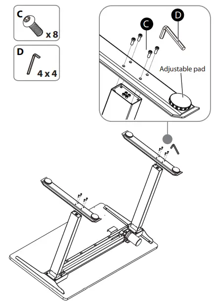 INSIGNIA Standing Desk -ong portion of each foot faces forward