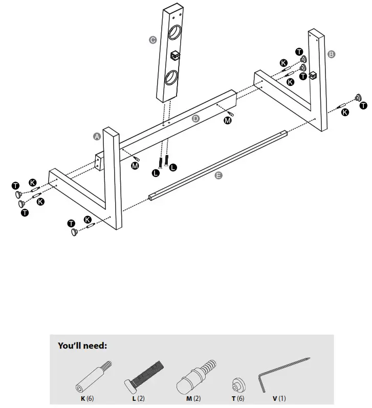 INSIGNIA NS-C1140FMS 48 Black TV Stand - Attaching the back, bottom shelf, and side supports