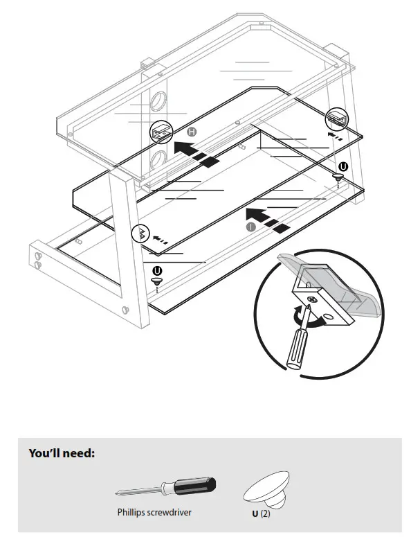 INSIGNIA NS-C1140FMS 48 Black TV Stand - Attaching the center and bottom shelves