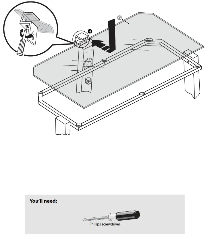INSIGNIA NS-C1140FMS 48 Black TV Stand - Attaching the top shelf