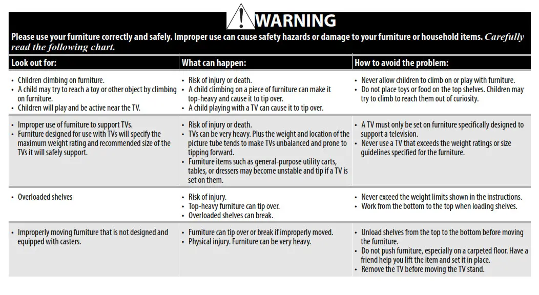 INSIGNIA NS-C1140FMS 48 Black TV Stand - CARE AND MAINTENANCE