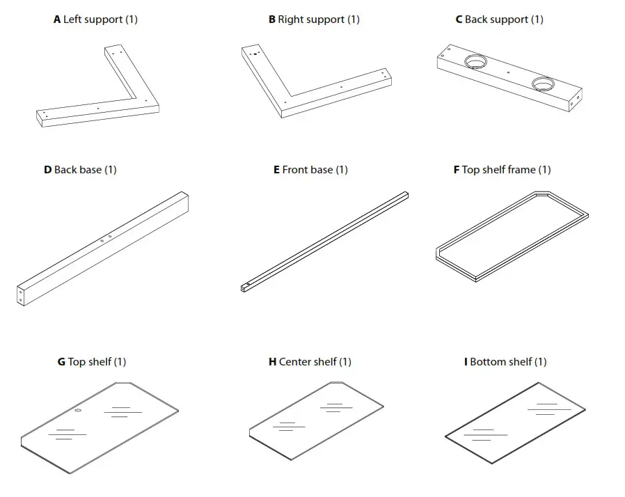 INSIGNIA NS-C1140FMS 48 Black TV Stand - PACKAGE CONTENTS PARTS