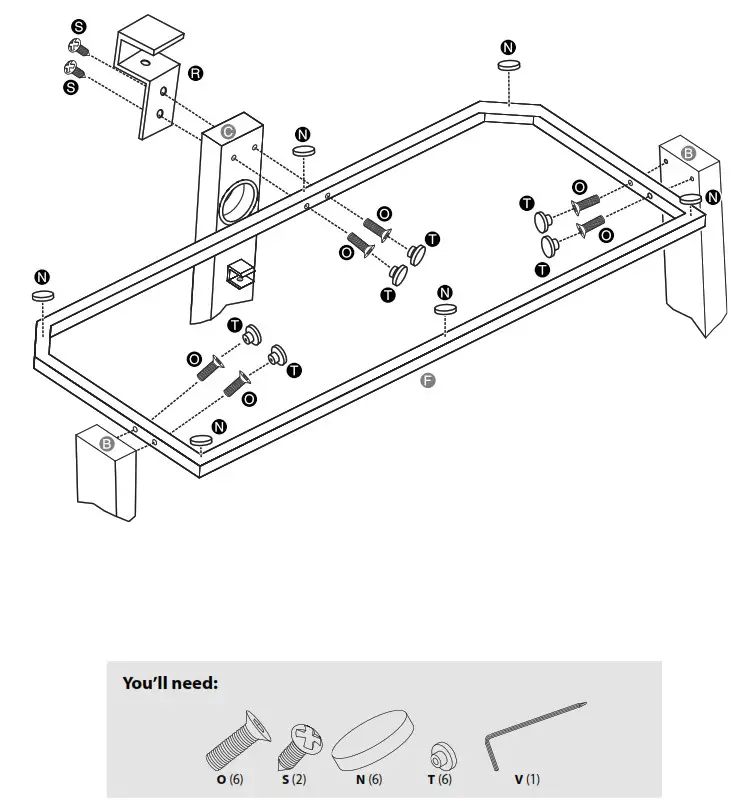 INSIGNIA NS-C1140FMS 48 Black TV Stand - Preparing the top shelf frame