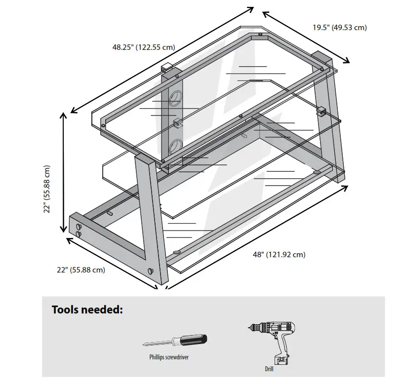 INSIGNIA NS-C1140FMS 48 Black TV Stand - SAFETY INFORMATION AND SPECIFICATIONS