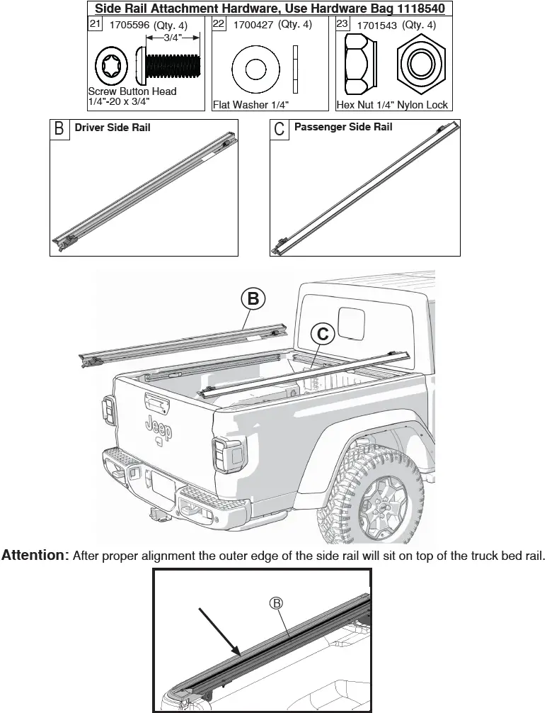 SIDE RAILS AND HARDWARE NEEDED FOR TRAIL RAIL AND NON-TRAIL RAIL TRUCK BEDS