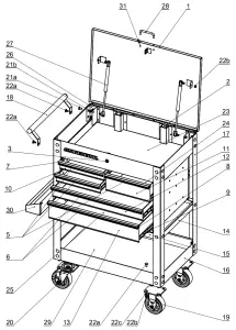 HARBOR FREIGHT 64030 30 Inch 5 Drawer Mechanic Cart - FIGURE 6