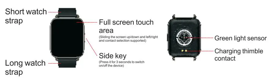 SMART WATCHES P32 Smart Watch Instructions - Description of Appearance