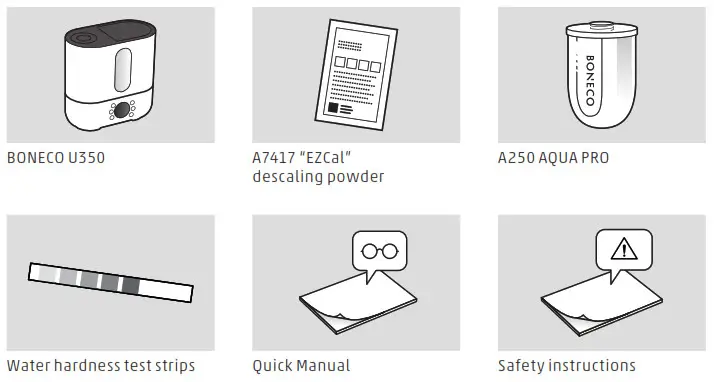 BONECO U350 Humidifier Ultrasonic- ITEMS INCLUDED