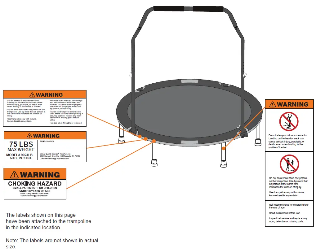 purefun 9024LB 36-Inch Ladybug Kids Trampoline with Handrail FIG1