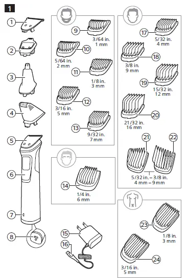 PHILIPS -MG7790-Norelco-Multigroom-Face-Style- Grooming-Trimmer-fig 1