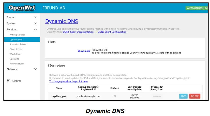 FREUND FE W826 WD H Ethernet Cable - Dynamic DNS
