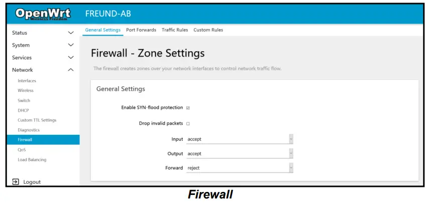 FREUND FE W826 WD H Ethernet Cable - Firewall