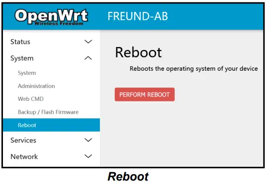 FREUND FE W826 WD H Ethernet Cable - Reboot