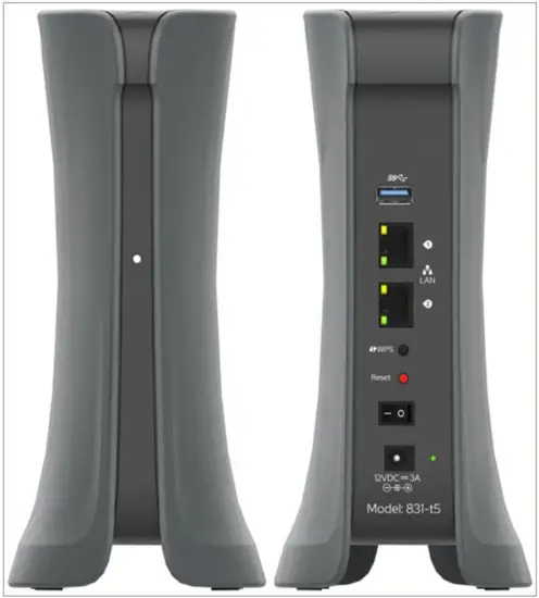 Adtran Figure 1. Front and Back of the 831-t5 Gateway