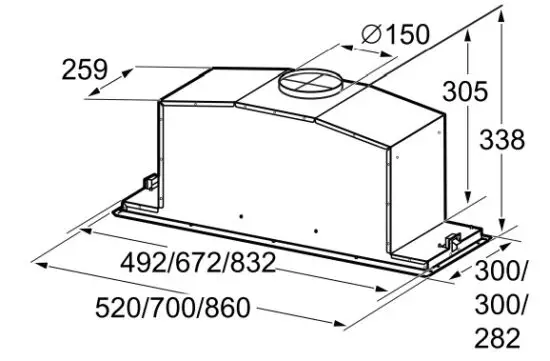 BOSCH DHL785BAU Extractor Hood - Appliance dimensions