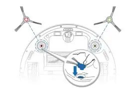 a close up of a waECOVACS Smart Robotic Vacuum Install Side Brushestch