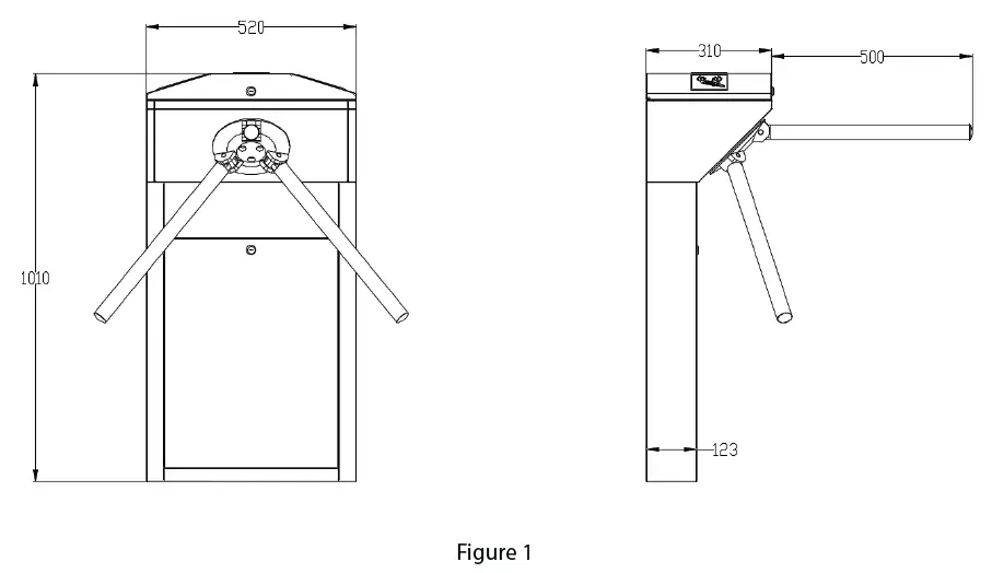 ZKTeco TS1000 Tripod Turnstile fig 2
