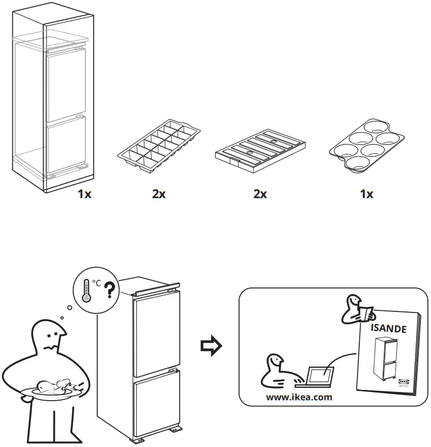ikea 700 integrated isande Fridge freezer - Parts List