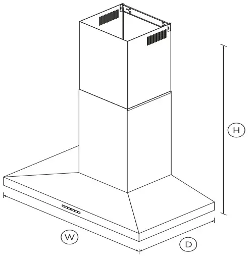 FISHER PAYKEL HC36PHTX1 N Wall Range Hood - DIMENSIONS