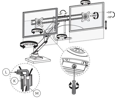 Neomounts NM-D775DXBLACK Monitor Desk Mount 17