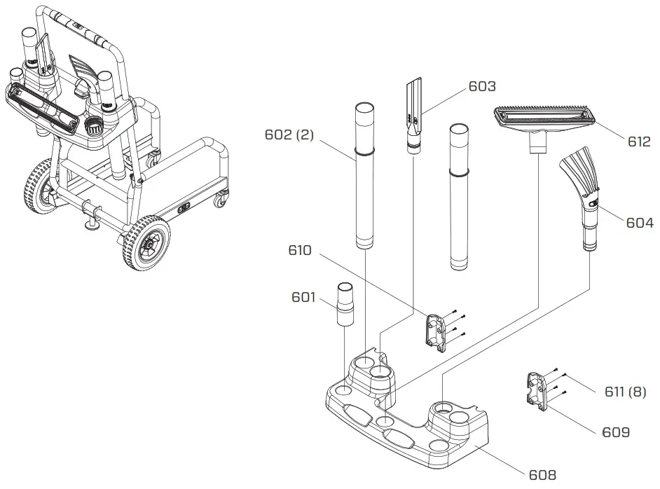 iQ POWER TOOLS iQ426HEPA US Cyclonic Dust Extractor - ACCESSORY RACK