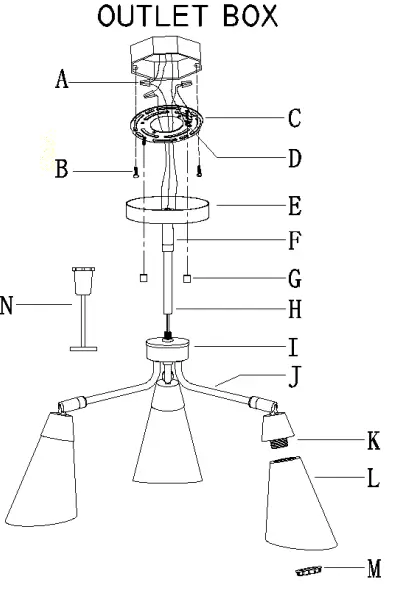 ZEVNI A04382 Volker 22 Inch Wide Black Ceiling Light-1