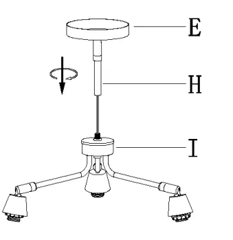ZEVNI A04382 Volker 22 Inch Wide Black Ceiling Light-4