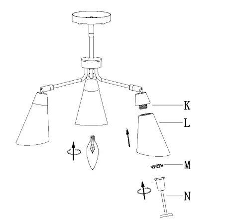 ZEVNI A04382 Volker 22 Inch Wide Black Ceiling Light-8