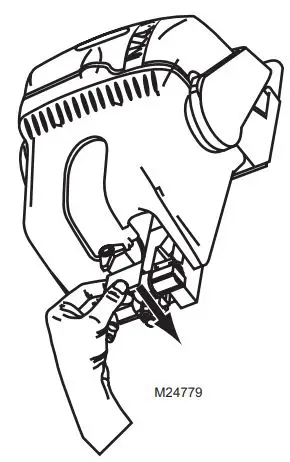 Honeywell TrueSTEAM Owner’s Manual - Grip the white water valve arm and slide it back within the bracket to disengage from the tank