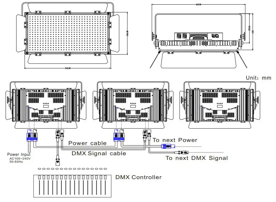 SHOWLIGHT SL-480-WA Profile Spotlight Instruction Manual - Dimensions