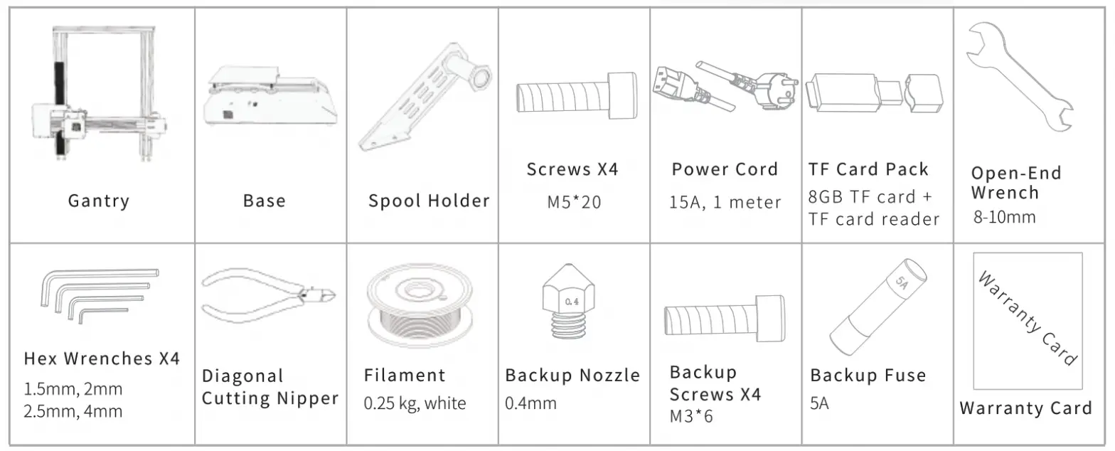 TronHoo T2205 3D Printer - Tools