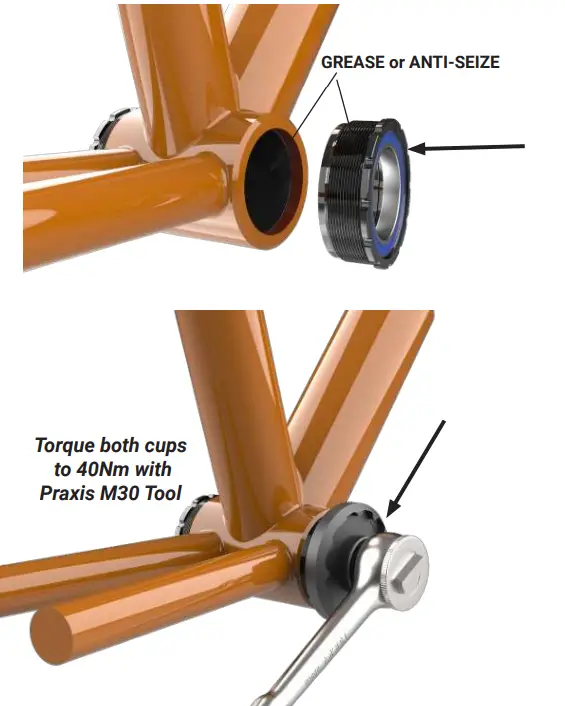 PRAXIS M30 T47 I.B. Spindle Based Crank parts 1