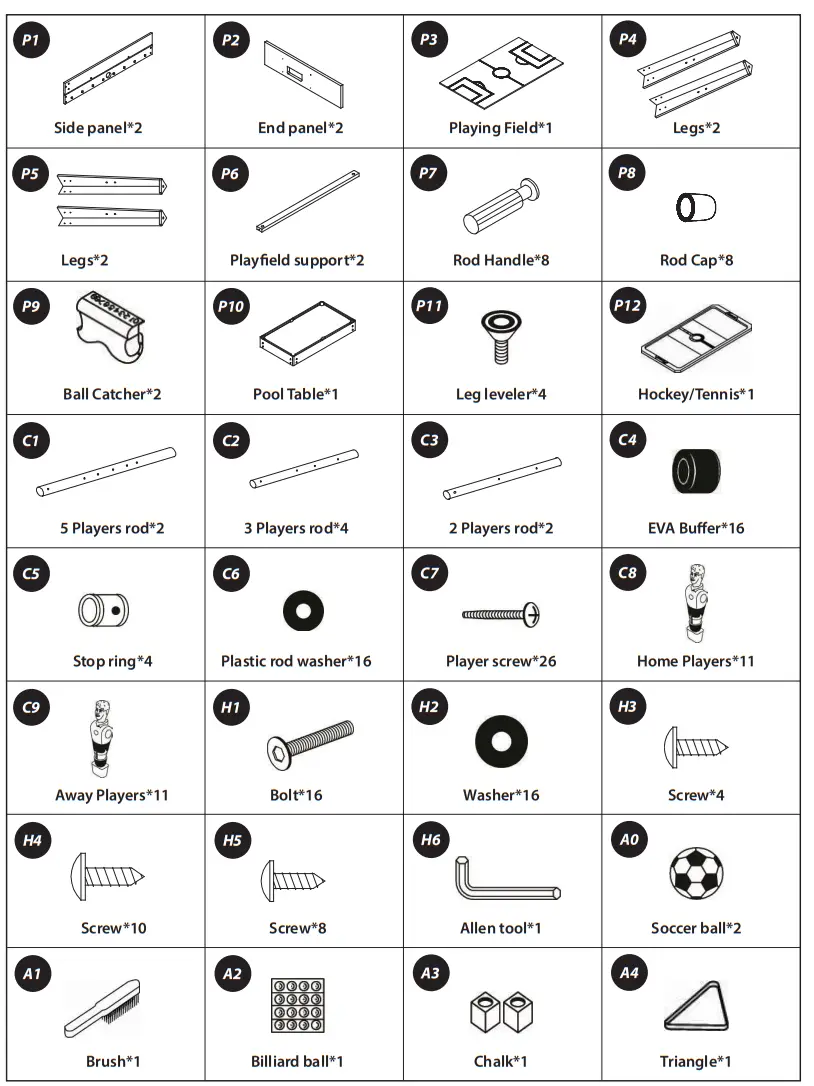 serenelife SLMTGTBL41 4 In 1 Multi Function Game Table - fig