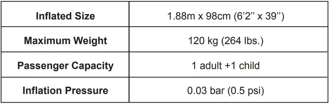 Bestway 43044016 Raft Boat Set RX-3000 - TECHNICAL SPECIFICATIONS
